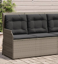 Gartenbank Verstellbar mit Kissen Grau Poly Rattan