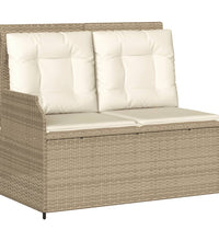 Gartenbank Verstellbar mit Kissen Beige Poly Rattan