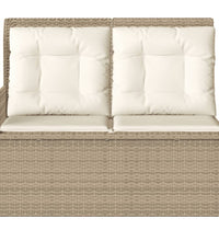 Gartenbank Verstellbar mit Kissen Beige Poly Rattan