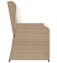 Gartenbank Verstellbar mit Kissen Beige Poly Rattan