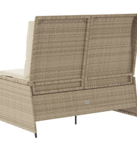 Gartenbank Verstellbar mit Kissen Beige Poly Rattan