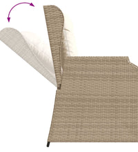 Gartenbank Verstellbar mit Kissen Beige Poly Rattan