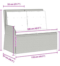 Gartenbank Verstellbar mit Kissen Beige Poly Rattan