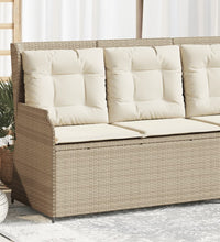 Gartenbank Verstellbar mit Kissen Beige Poly Rattan