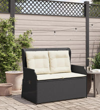 Gartenbank Verstellbar mit Kissen Schwarz Poly Rattan