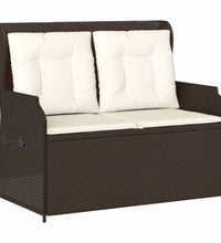 Gartenbank Verstellbar mit Kissen Braun Poly Rattan