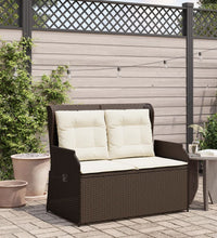 Gartenbank Verstellbar mit Kissen Braun Poly Rattan