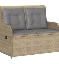 Gartenbank Verstellbar mit Kissen Beige Poly Rattan