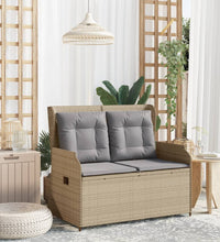 Gartenbank Verstellbar mit Kissen Beige Poly Rattan