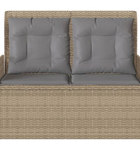 Gartenbank Verstellbar mit Kissen Beige Poly Rattan