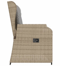 Gartenbank Verstellbar mit Kissen Beige Poly Rattan