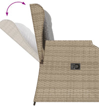 Gartenbank Verstellbar mit Kissen Beige Poly Rattan