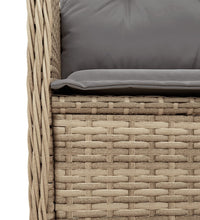 Gartenbank Verstellbar mit Kissen Beige Poly Rattan