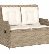 Gartenbank Verstellbar mit Kissen Beige Poly Rattan