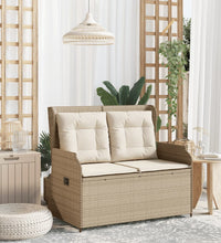 Gartenbank Verstellbar mit Kissen Beige Poly Rattan