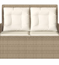 Gartenbank Verstellbar mit Kissen Beige Poly Rattan