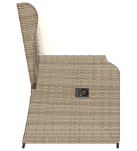 Gartenbank Verstellbar mit Kissen Beige Poly Rattan