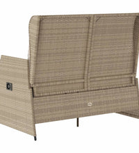 Gartenbank Verstellbar mit Kissen Beige Poly Rattan