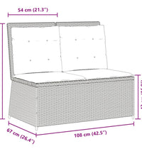 Gartenbank Verstellbar mit Kissen Schwarz Poly Rattan