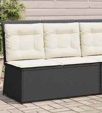 Gartenbank Verstellbar mit Kissen Schwarz Poly Rattan