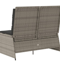 Gartenbank Verstellbar mit Kissen Grau Poly Rattan