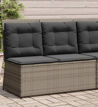 Gartenbank Verstellbar mit Kissen Grau Poly Rattan