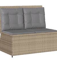 Gartenbank Verstellbar mit Kissen Beige Poly Rattan