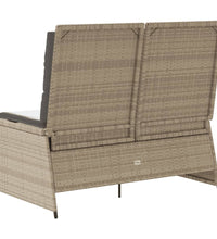 Gartenbank Verstellbar mit Kissen Beige Poly Rattan