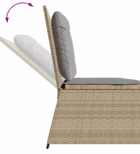 Gartenbank Verstellbar mit Kissen Beige Poly Rattan