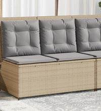 Gartenbank Verstellbar mit Kissen Beige Poly Rattan