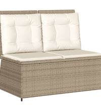 Gartenbank Verstellbar mit Kissen Beige Poly Rattan