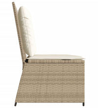 Gartenbank Verstellbar mit Kissen Beige Poly Rattan