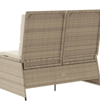 Gartenbank Verstellbar mit Kissen Beige Poly Rattan