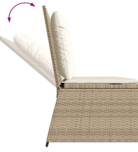 Gartenbank Verstellbar mit Kissen Beige Poly Rattan