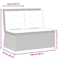 Gartenbank Verstellbar mit Kissen Beige Poly Rattan