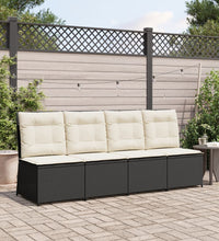 Gartensessel mit Liegefunktion und Kissen Schwarz Poly Rattan