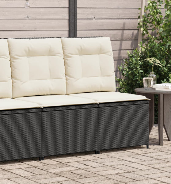 Gartensessel mit Liegefunktion und Kissen Schwarz Poly Rattan