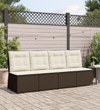 Gartensessel mit Liegefunktion und Kissen Braun Poly Rattan