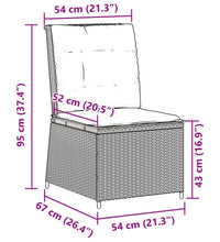 Gartensessel mit Liegefunktion und Kissen Braun Poly Rattan