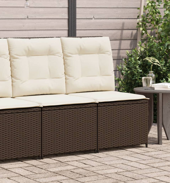 Gartensessel mit Liegefunktion und Kissen Braun Poly Rattan