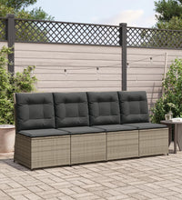 Gartensessel mit Liegefunktion und Kissen Grau Poly Rattan