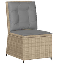 Gartensessel mit Liegefunktion und Kissen Beige Poly Rattan