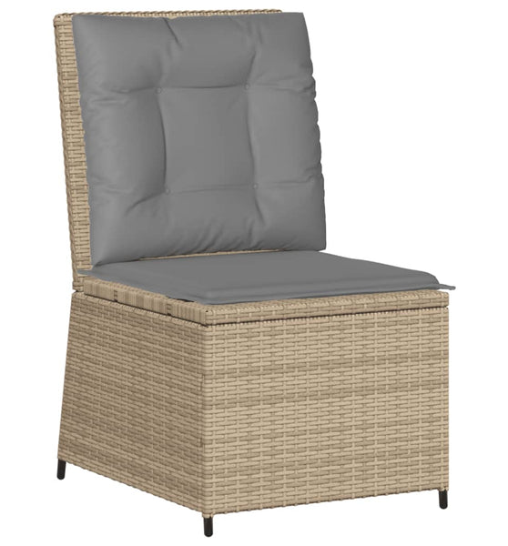 Gartensessel mit Liegefunktion und Kissen Beige Poly Rattan