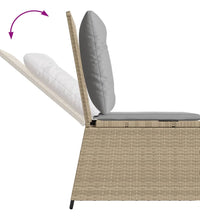 Gartensessel mit Liegefunktion und Kissen Beige Poly Rattan