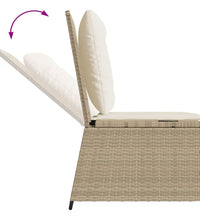 Gartensessel mit Liegefunktion und Kissen Beige Poly Rattan