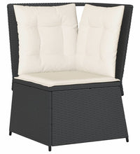 Garten-Ecksofa mit Kissen Schwarz Poly Rattan