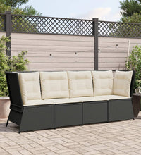 Garten-Ecksofa mit Kissen Schwarz Poly Rattan