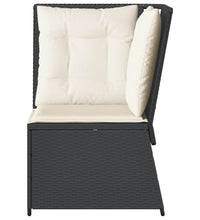 Garten-Ecksofa mit Kissen Schwarz Poly Rattan