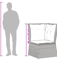 Garten-Ecksofa mit Kissen Schwarz Poly Rattan