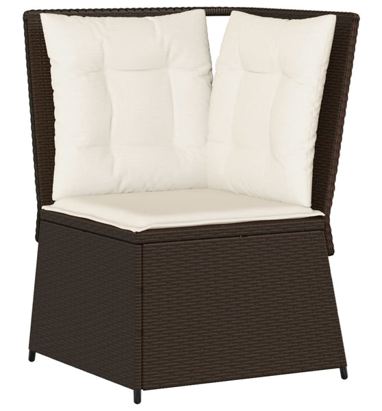 Garten-Ecksofa mit Kissen Braun Poly Rattan